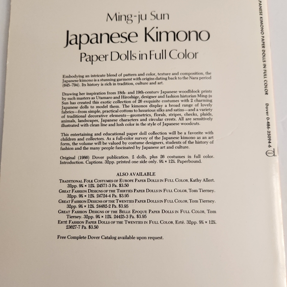 Ming-ju Sun Japanese Kimono Paper Dolls in Full Color - Picture 6 of 6